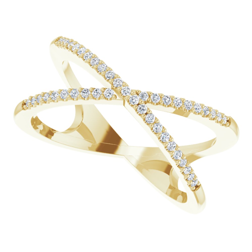 14K Yellow 1/6 CTW Natural Diamond Criss-Cross Ring