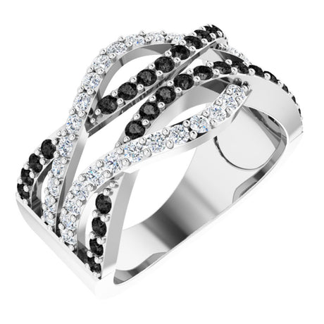 14K White 1 CTW Natural Black & White Diamond Ring