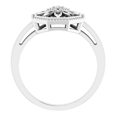 Sterling Silver .03 CTW Natural Diamond Filigree Ring 
