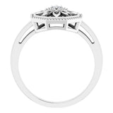 Sterling Silver .03 CTW Natural Diamond Filigree Ring 