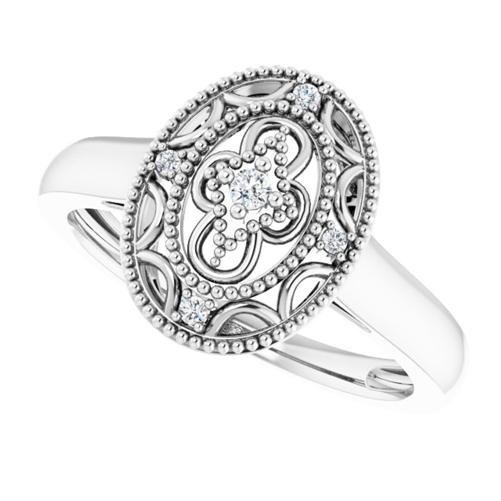 Sterling Silver .05 CTW Natural Diamond Ring Size 7