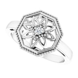 Sterling Silver .03 CTW Natural Diamond Filigree Ring