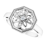 Sterling Silver .03 CTW Natural Diamond Filigree Ring 