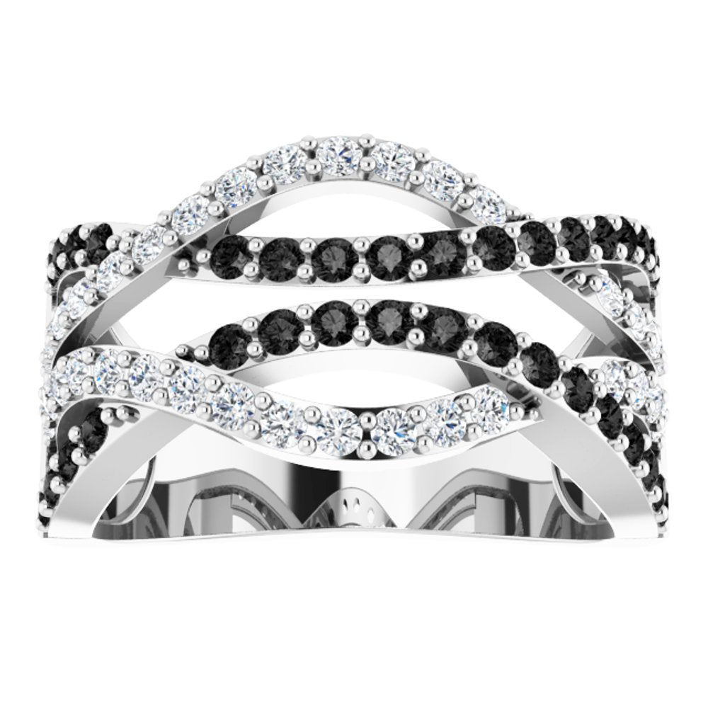 14K White 1 CTW Natural Black & White Diamond Ring