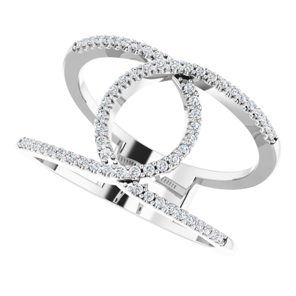 14K White 1/5 CTW Natural Diamond Interlocking Loop Ring