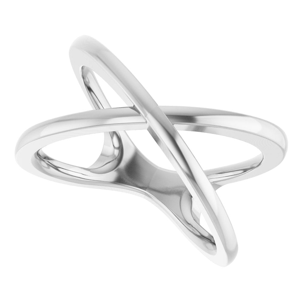 14K White Criss-Cross Ring