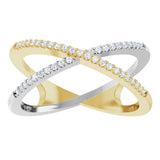 14K Yellow/White Gold 1/6 CTW Natural Diamond Criss-Cross Ring