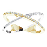 14K Yellow/White 1/6 CTW Natural Diamond Criss-Cross Ring