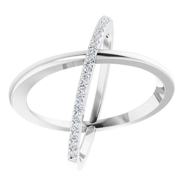 14K White 1/4 CTW Natural Diamond Criss-Cross Ring