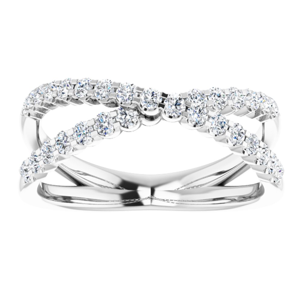 14K White 1/2 CTW Natural Diamond Criss-Cross Ring