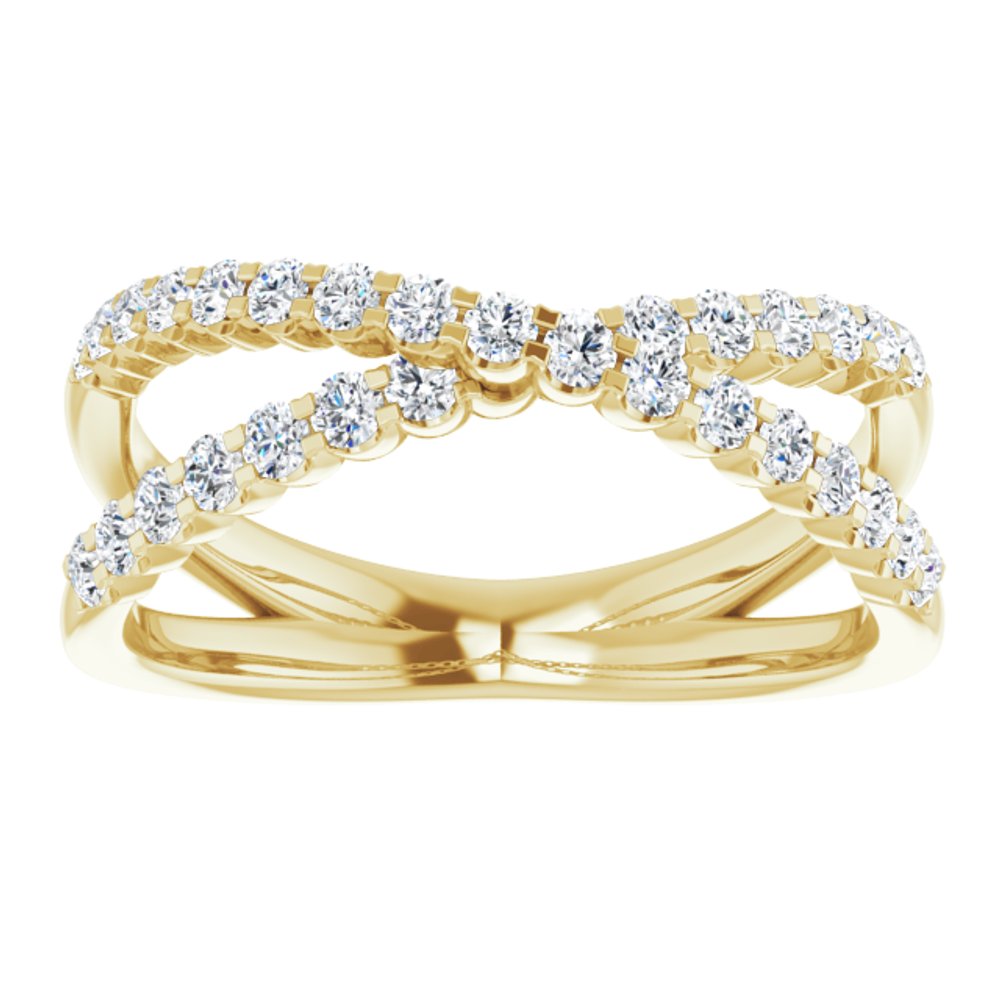 14K Yellow Gold 1/2 CTW Lab-Grown Diamond Criss-Cross Ring