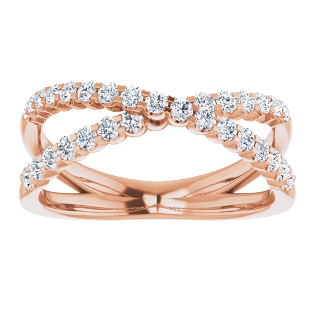 14K Rose 1/2 CTW Lab-Grown Diamond Criss-Cross Ring