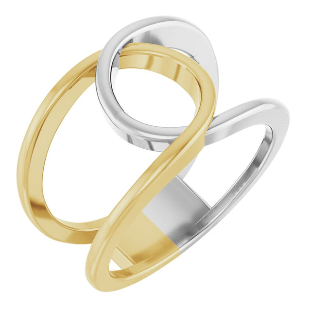 14K White/Yellow Interlocking Loop Ring