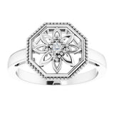 Sterling Silver .03 CTW Natural Diamond Filigree Ring 