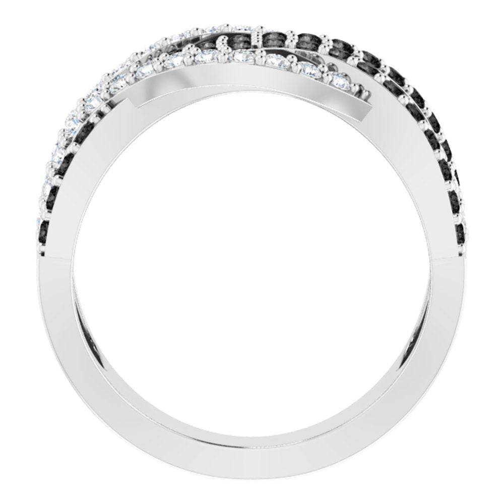 14K White 1 CTW Natural Black & White Diamond Ring