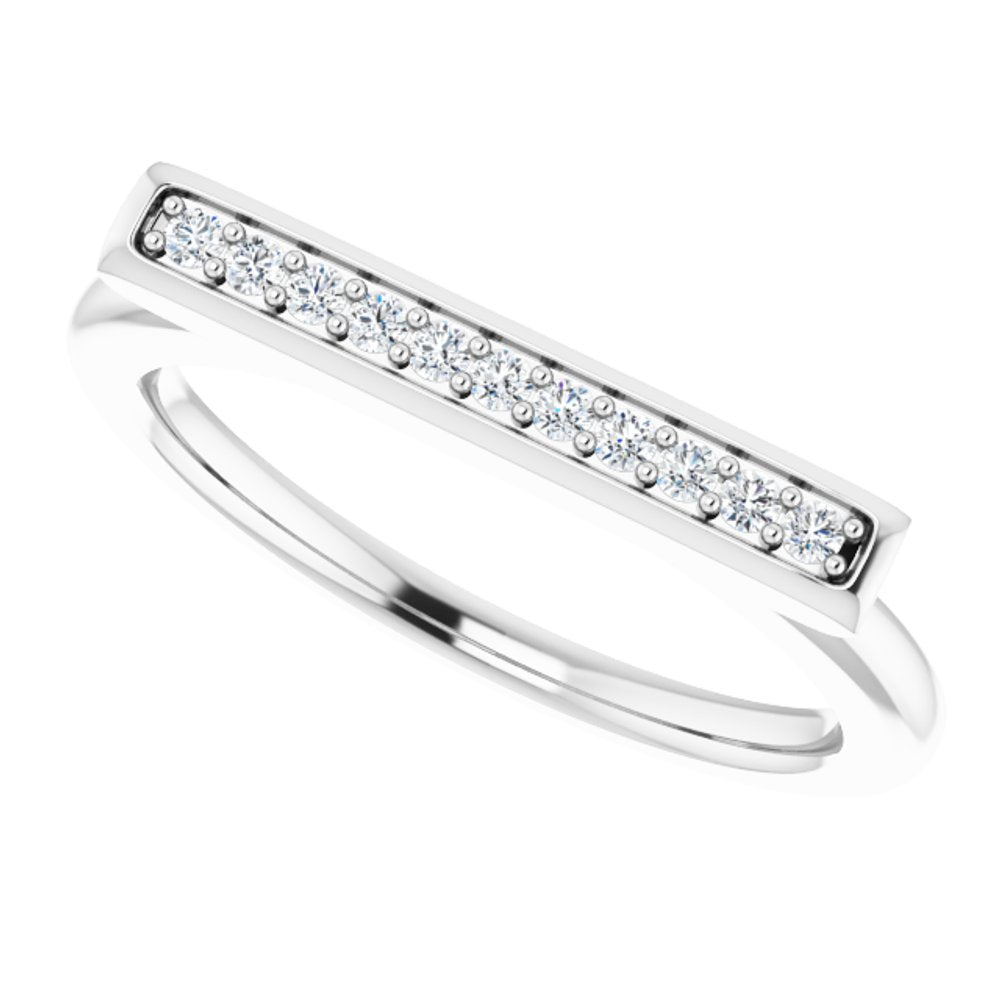 14K White 1/10 CTW Natural Diamond Bar Ring