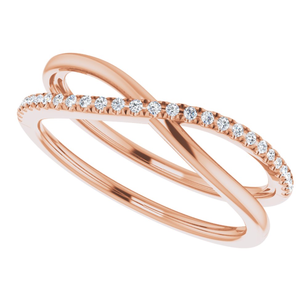 14K Rose Gold 1/8 CTW Natural Diamond Criss-Cross Ring