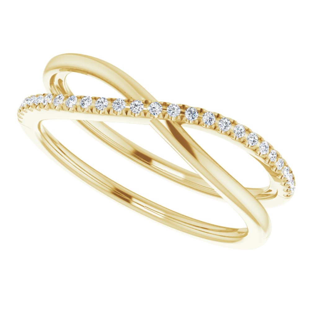 14K Yellow 1/8 CTW Natural Diamond Criss-Cross Ring