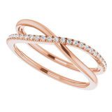14K Rose Gold 1/8 CTW Natural Diamond Criss-Cross Ring
