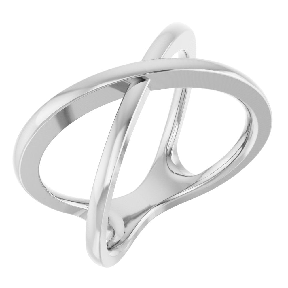 14K White Criss-Cross Ring 