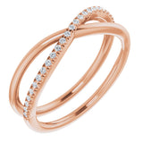 14K Rose Gold 1/8 CTW Natural Diamond Criss-Cross Ring