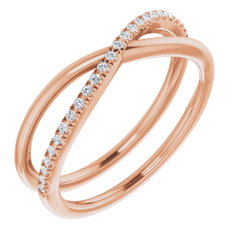 14K Rose Gold 1/8 CTW Natural Diamond Criss-Cross Ring