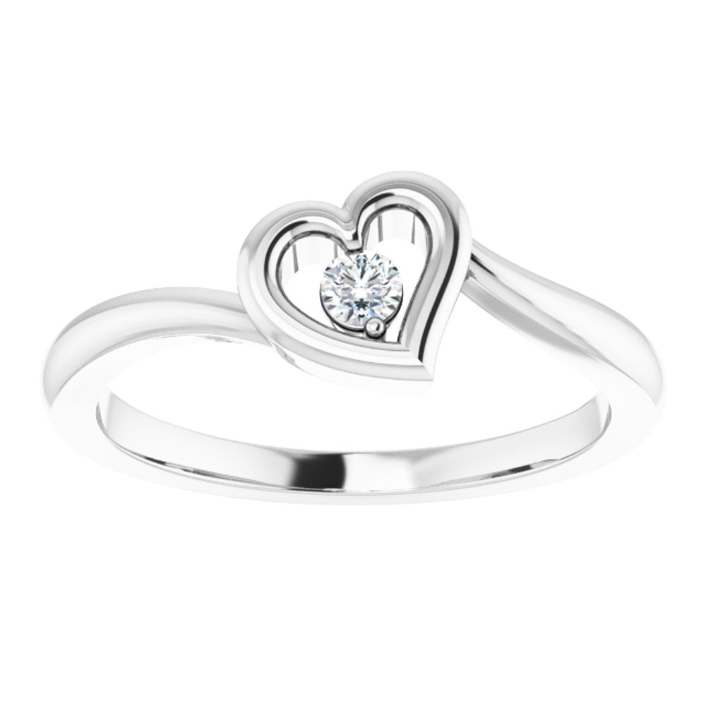 Sterling Silver Imitation White Cubic Zirconia Heart Ring