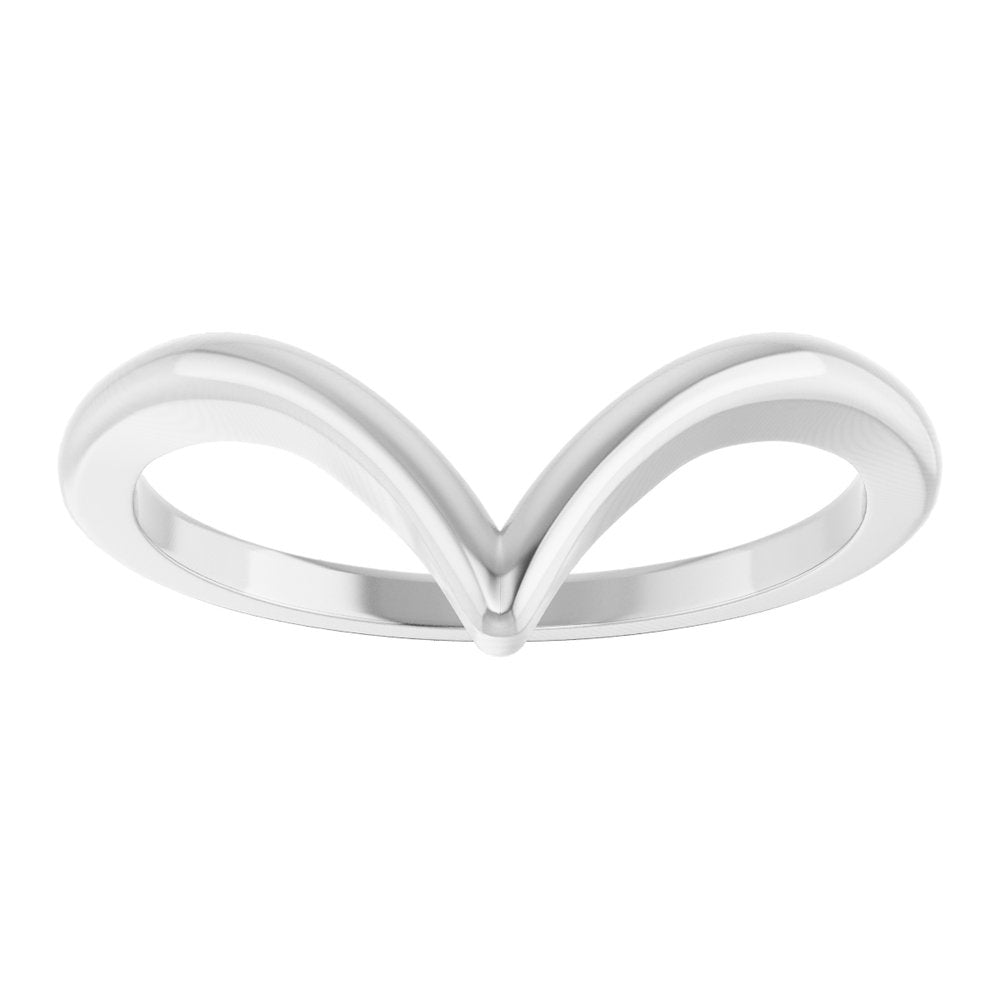 14K White V Ring