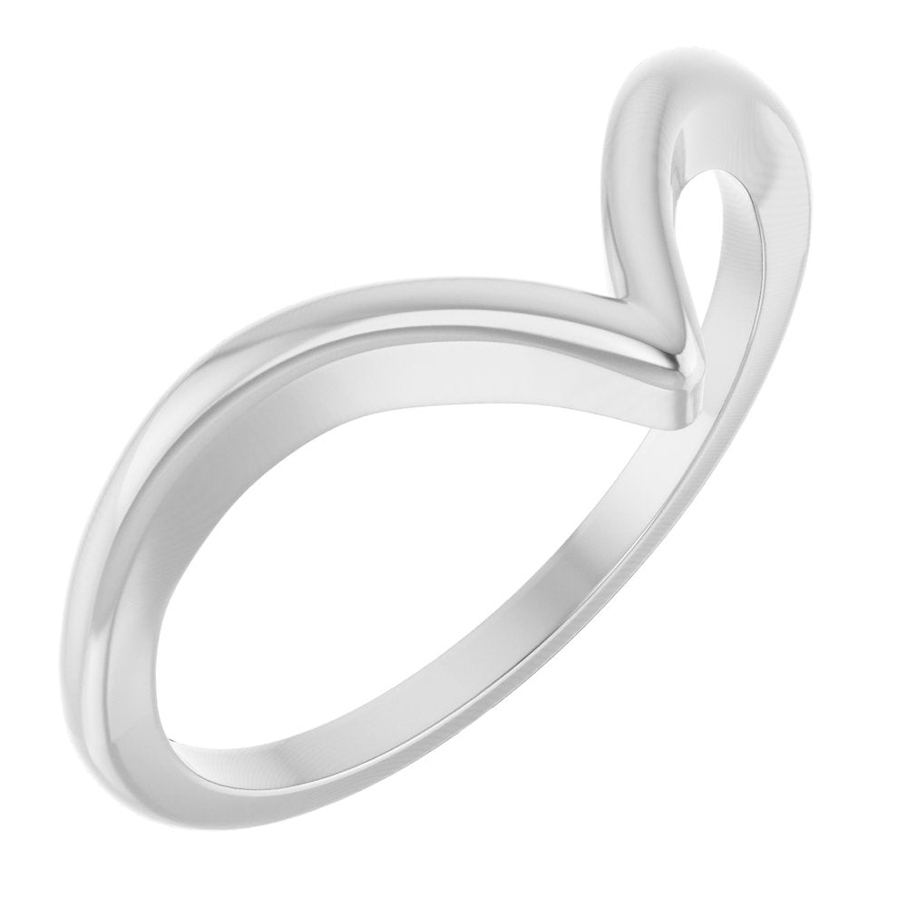 14K White V Ring