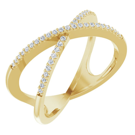 14K Yellow 1/6 CTW Natural Diamond Criss-Cross Ring