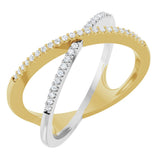 14K Yellow/White Gold 1/6 CTW Natural Diamond Criss-Cross Ring