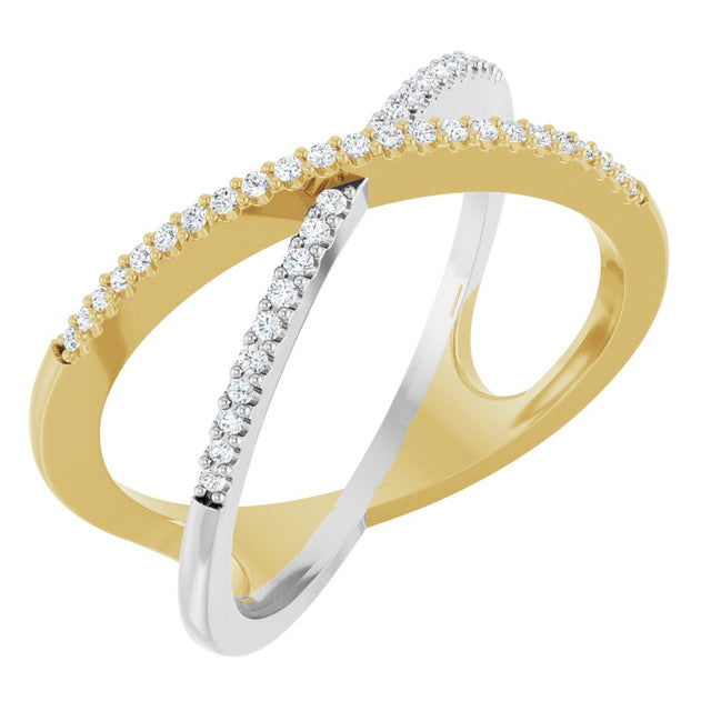 14K Yellow/White Gold 1/6 CTW Natural Diamond Criss-Cross Ring
