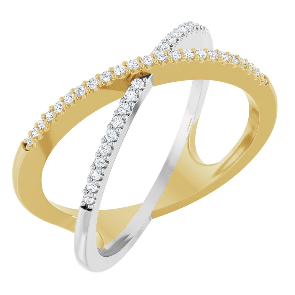 14K Yellow/White Gold 1/6 CTW Natural Diamond Criss-Cross Ring