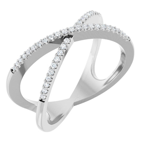 14K White Gold 1/6 CTW Natural Diamond Criss-Cross Ring