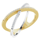 14K Yellow/White 1/6 CTW Natural Diamond Criss-Cross Ring