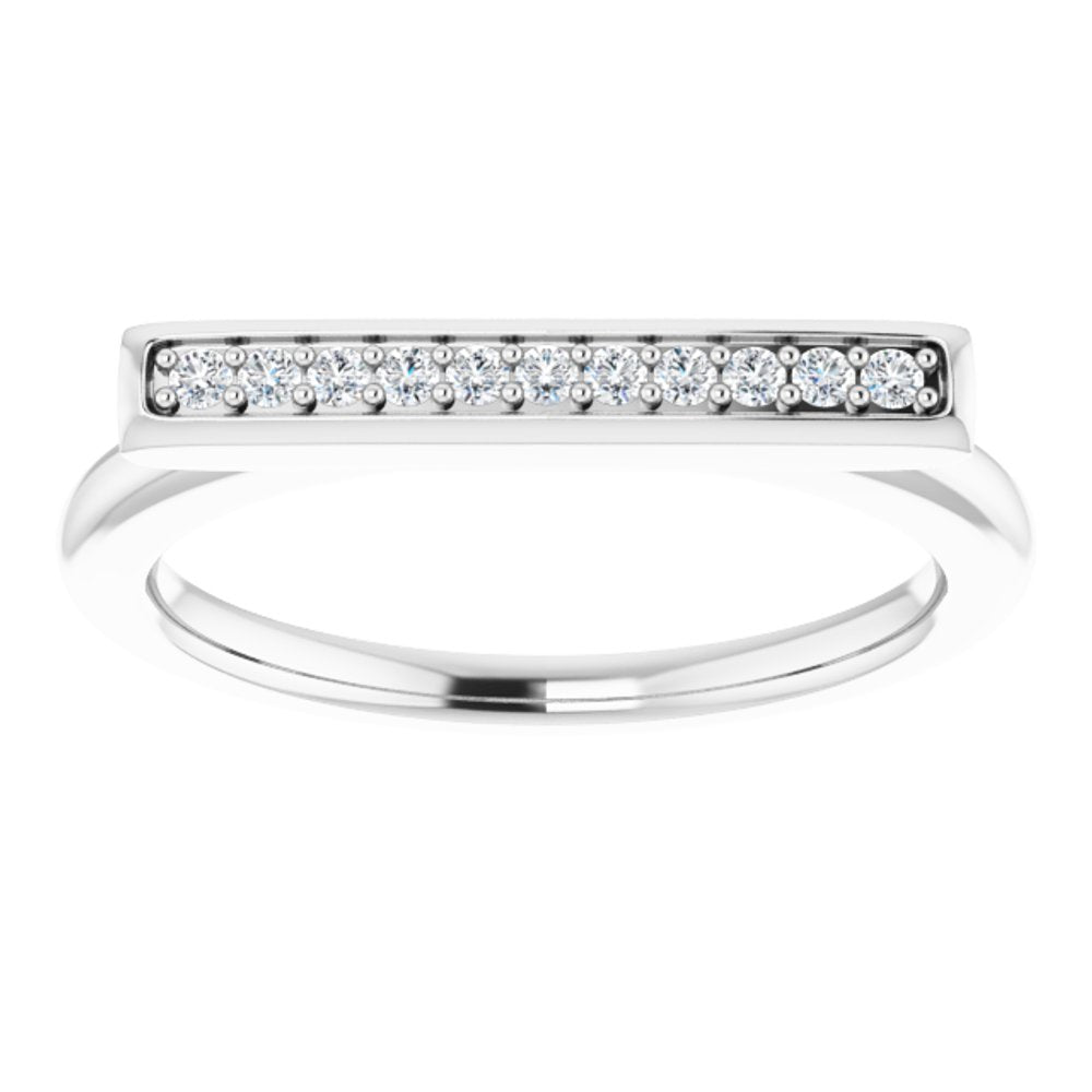 14K White 1/10 CTW Natural Diamond Bar Ring