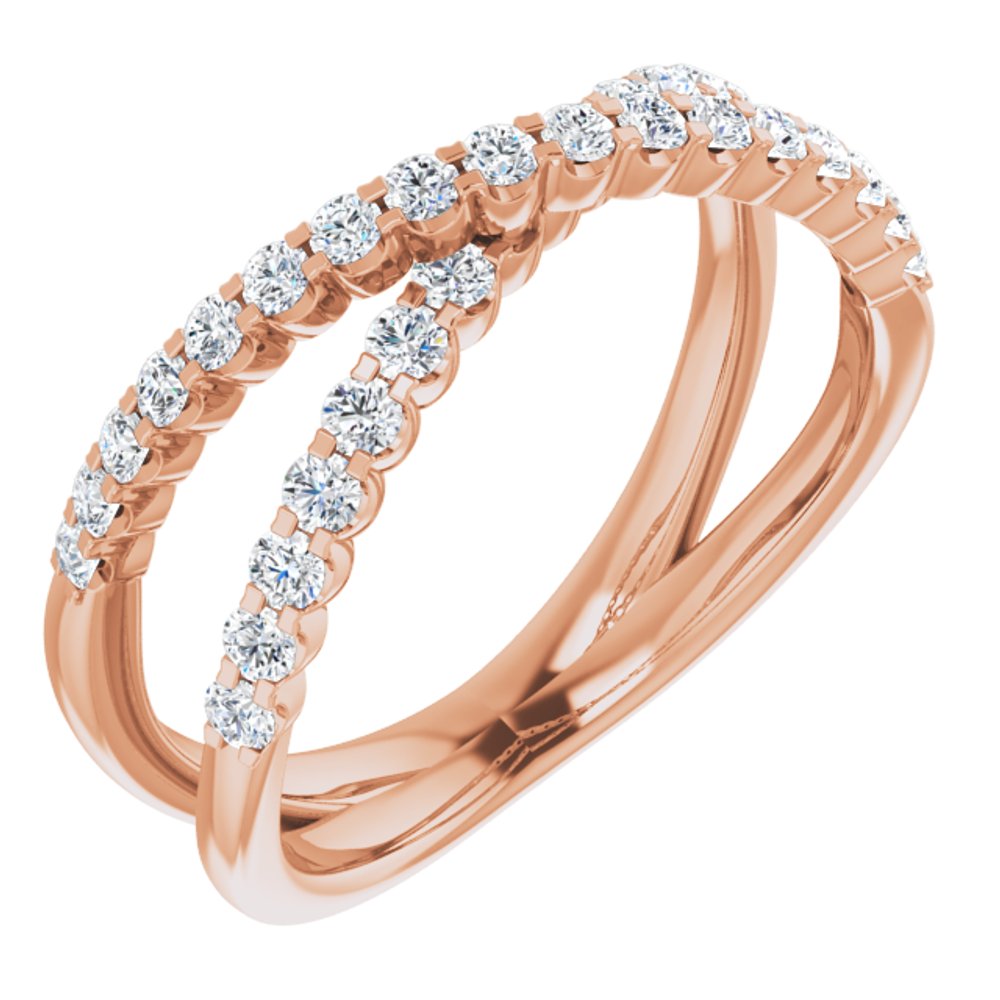 14K Rose 1/2 CTW Lab-Grown Diamond Criss-Cross Ring