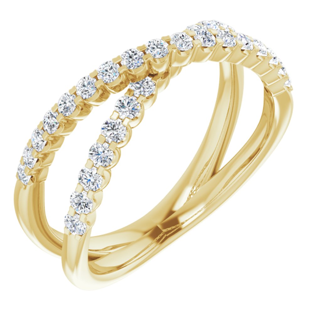 14K Yellow 1/2 CTW Lab-Grown Diamond Criss-Cross Ring