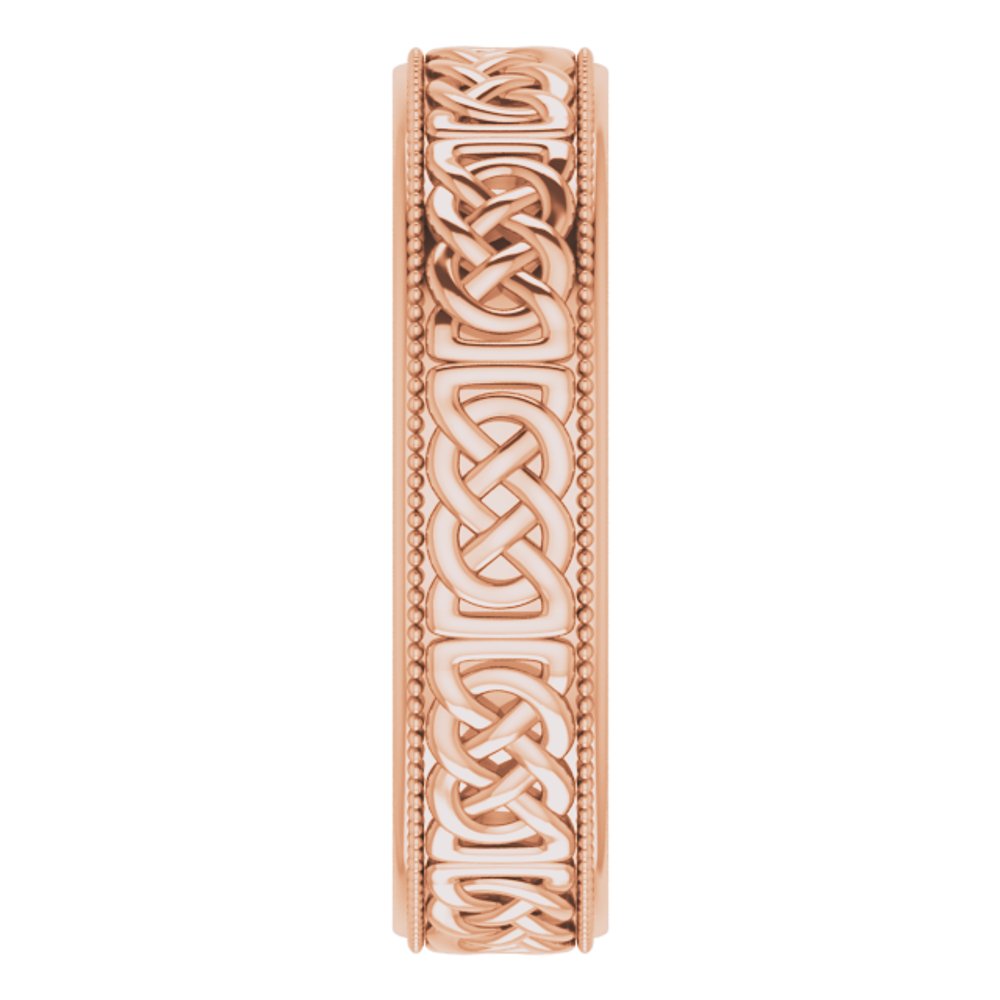 14K Rose 6 mm Celtic-Inspired Band Size 11