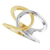 14K White/Yellow Interlocking Loop Ring