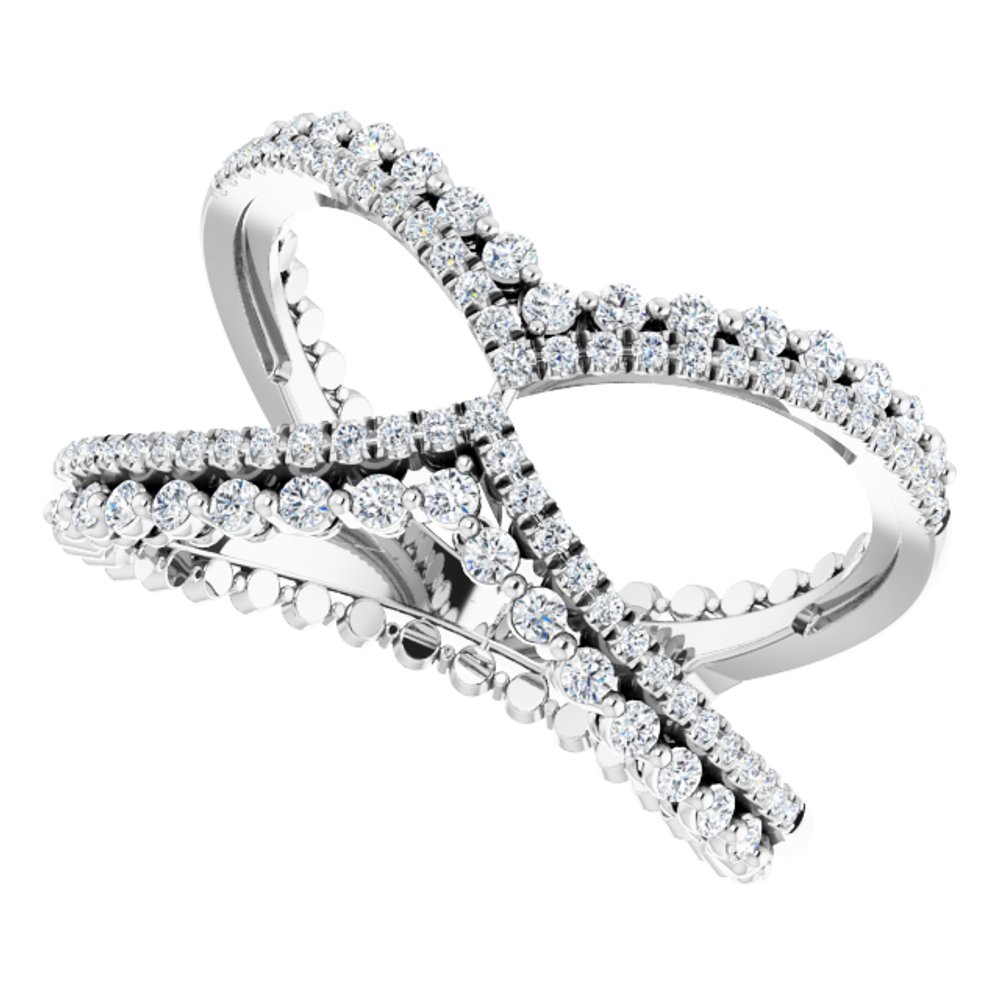 14K White Gold 1/2 CTW Natrual Diamond Negative Space Ring 
