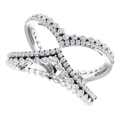 14K White Gold 1/2 CTW Natrual Diamond Negative Space Ring 