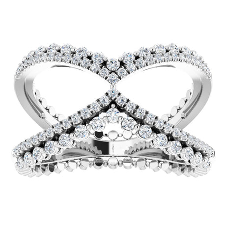 14K White Gold 1/2 CTW Natrual Diamond Negative Space Ring 
