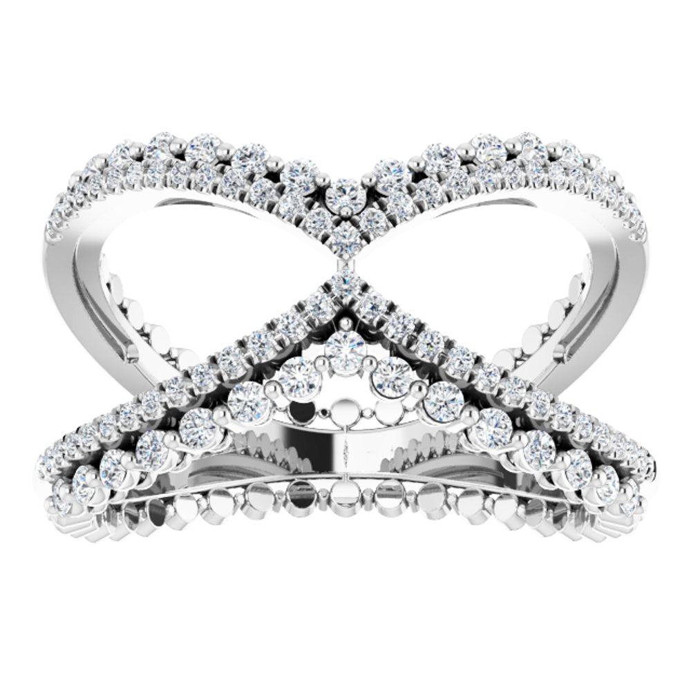 14K White Gold 1/2 CTW Natrual Diamond Negative Space Ring 