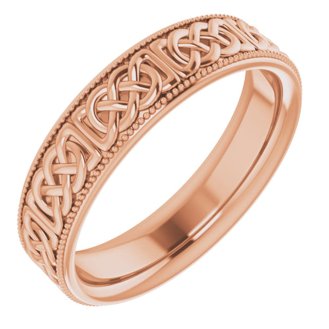 14K Rose 6 mm Celtic-Inspired Band Size 11