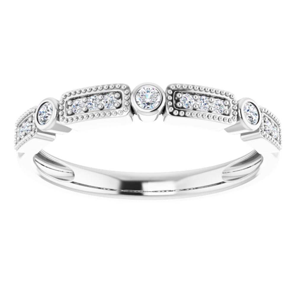 14K White 1/10 CTW Natural Diamond Stackable Ring