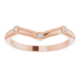 14K Rose .03 CTW Natural Diamond Stackable V Ring