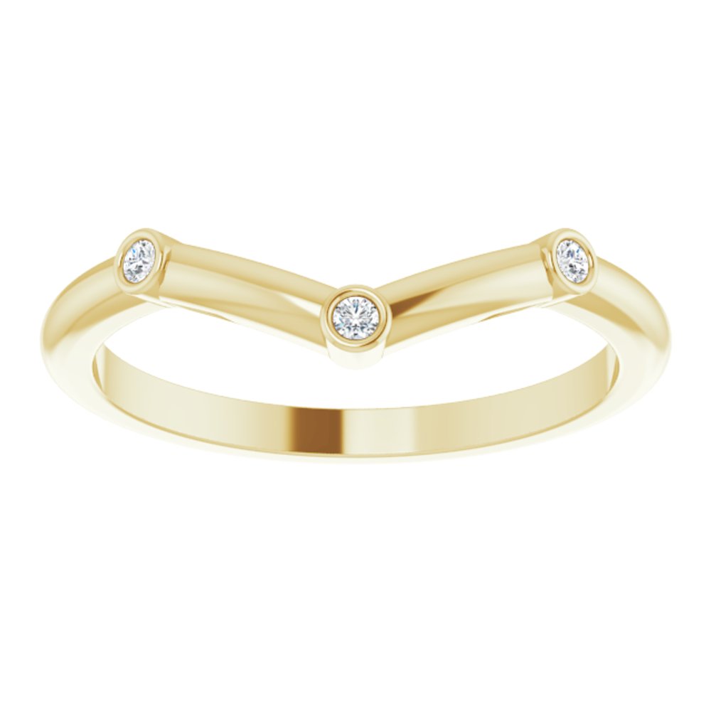 14K Yellow Gold .03 CTW Natural Diamond Stackable  V Ring