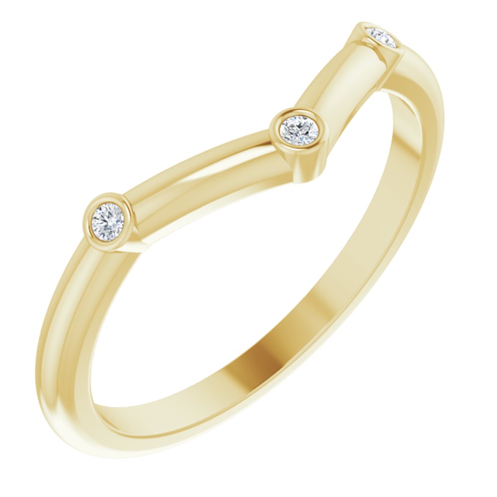 14K Yellow .03 CTW Natural Diamond Stackable  V Ring