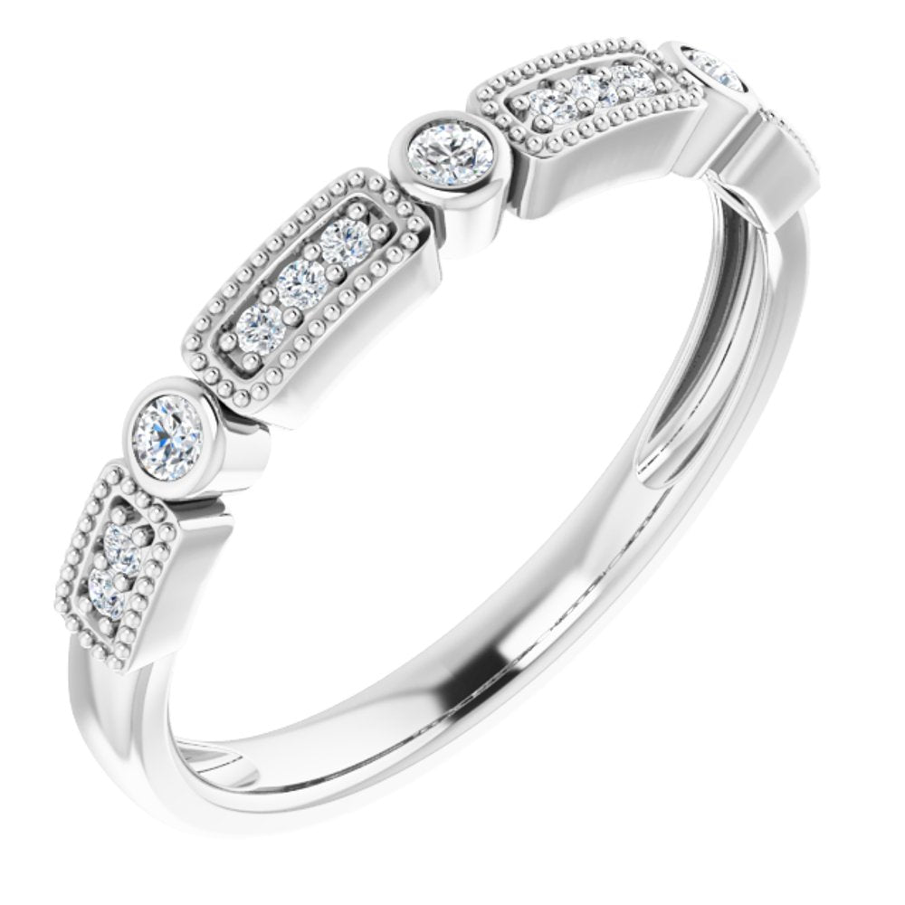 14K White 1/10 CTW Natural Diamond Stackable Ring